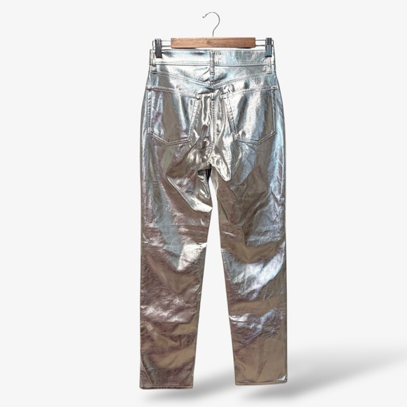 GAP Silver Jeans Cheeky Straight High Rise Faux Leather Coated Size 26/2 - Picture 9 of 12